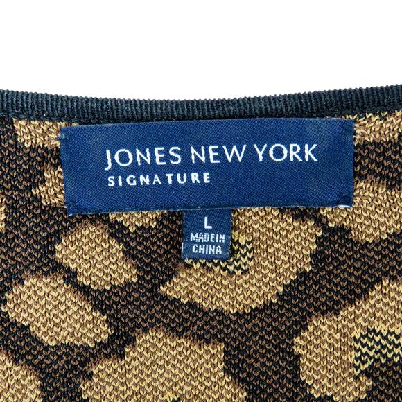 Jones New York Leopard Print Cardigan Sweater Large Animal Print Large - Picture 3 of 5